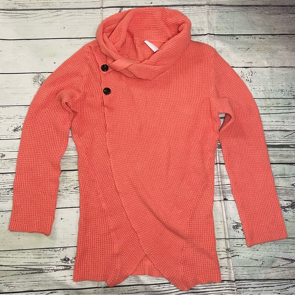Coral Button-Accent Women's Sweater